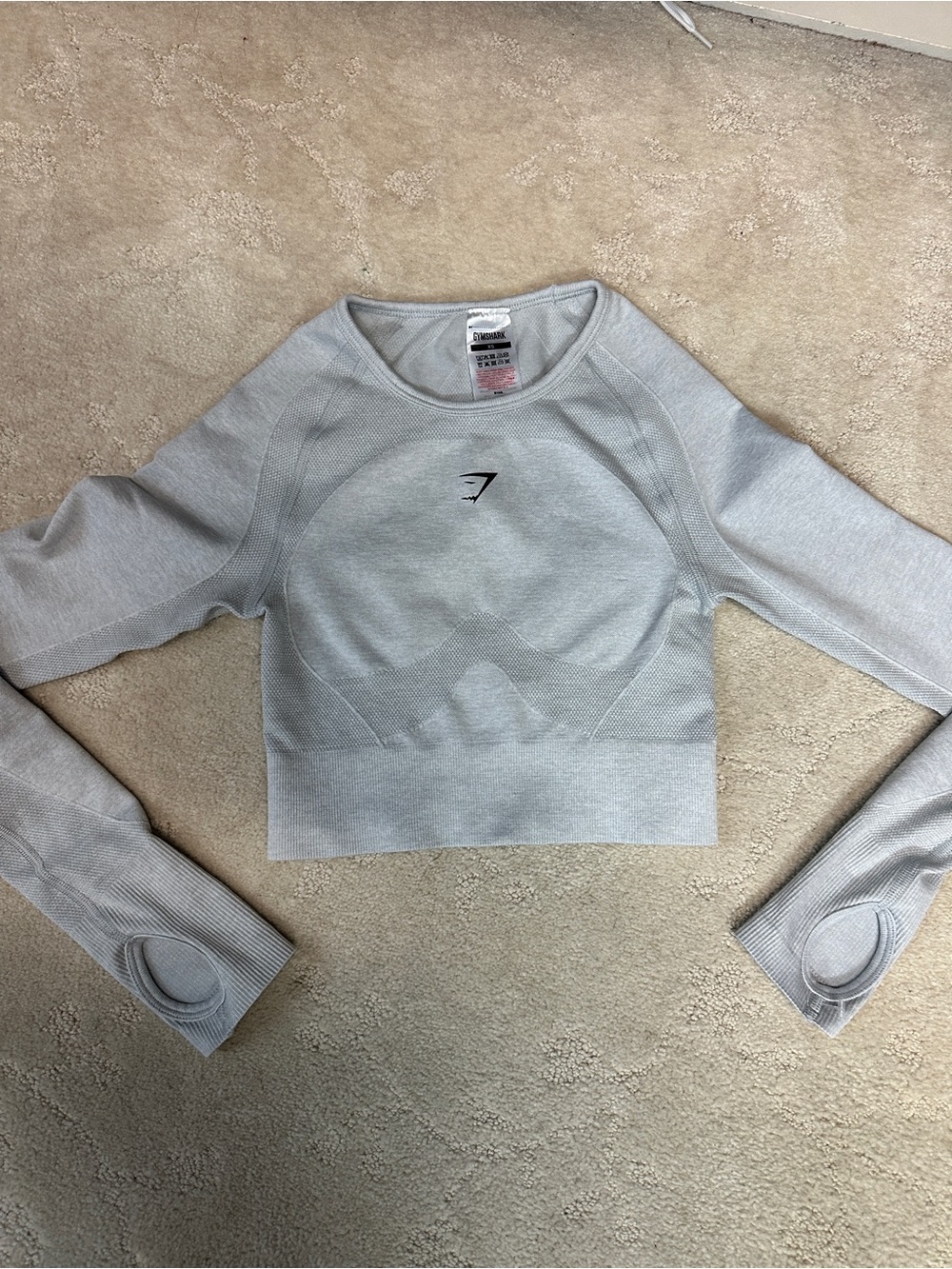 Gymshark cropped long sleeve shirt top Gray Athletic Sporty Gym